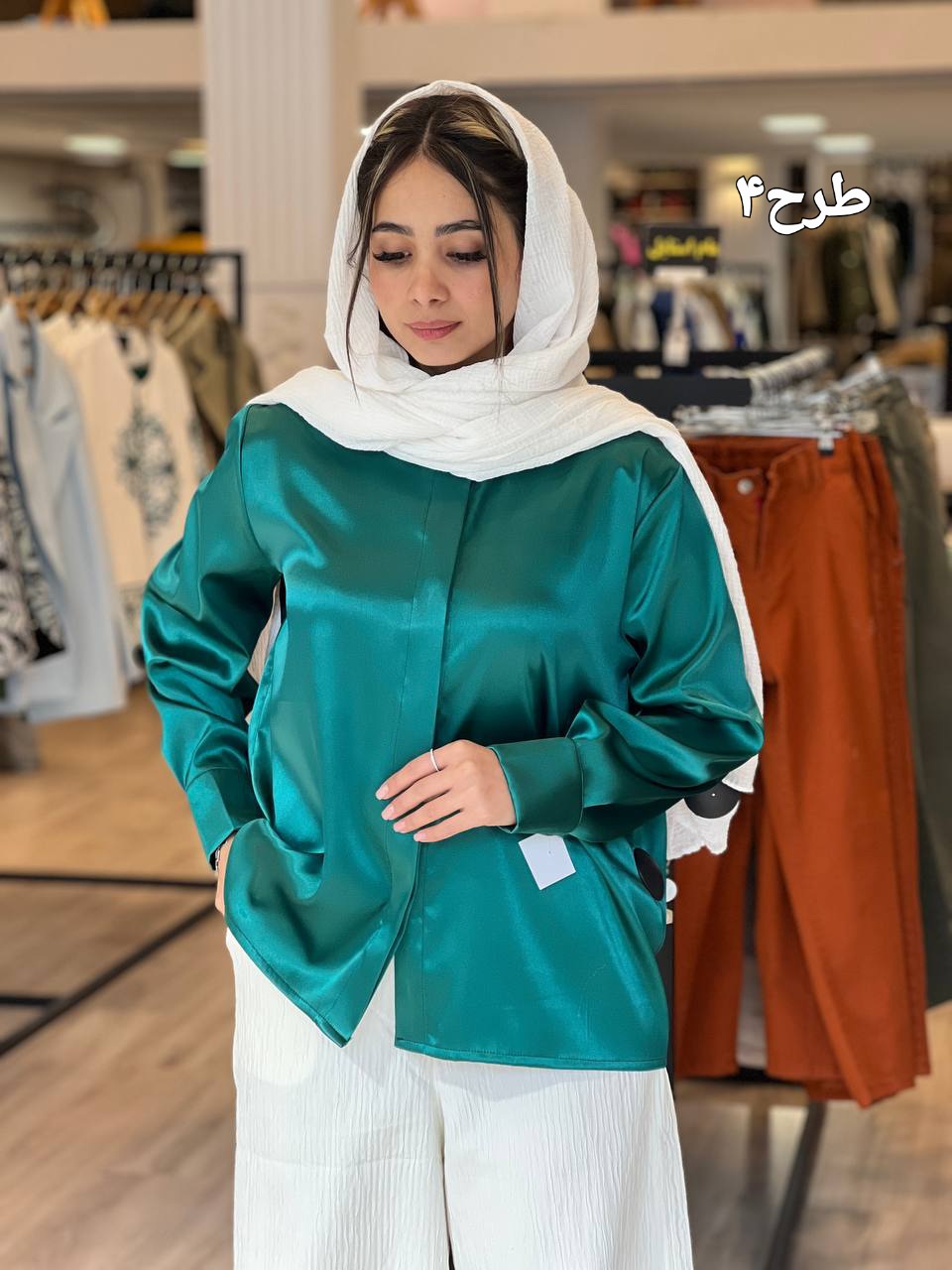 شومیز ساتن سبز کله غازی