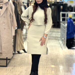 ست دوتیکه بافت کرم