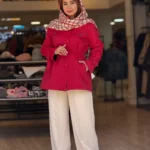 کاپشن کتان دو جیب قرمز