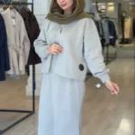 ست بافت دو تیکه کرم